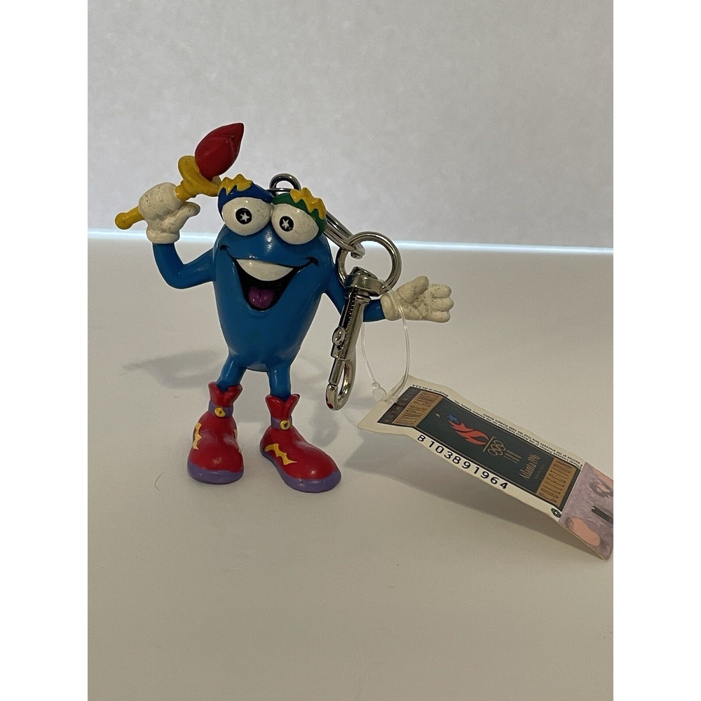 Olympics 1996 Atlanta Games Izzy Mascot Toy Figure Keychain VTG With Tag 90s